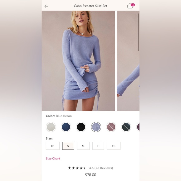 NWOT Free People Cabo Sweater Skirt Set - Blue Heron XS - Picture 4 of 4